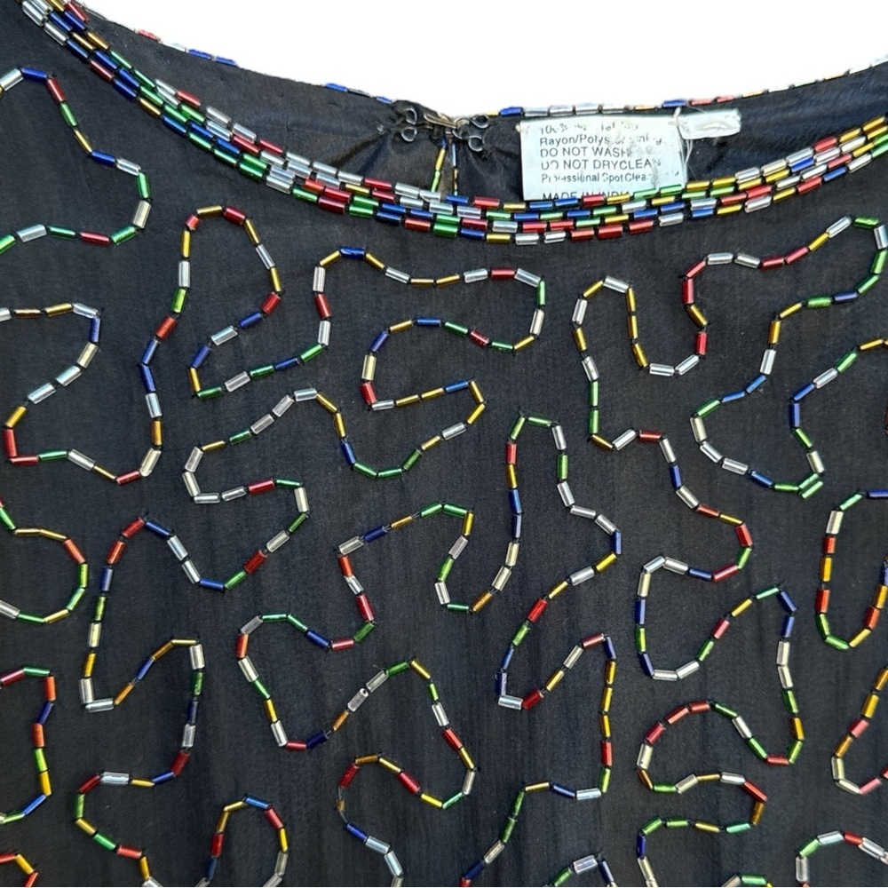 Source Unknown Black Multicolor Patterned Blouse - image 4